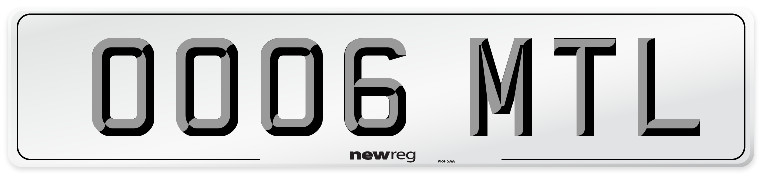 OO06 MTL Number Plate from New Reg